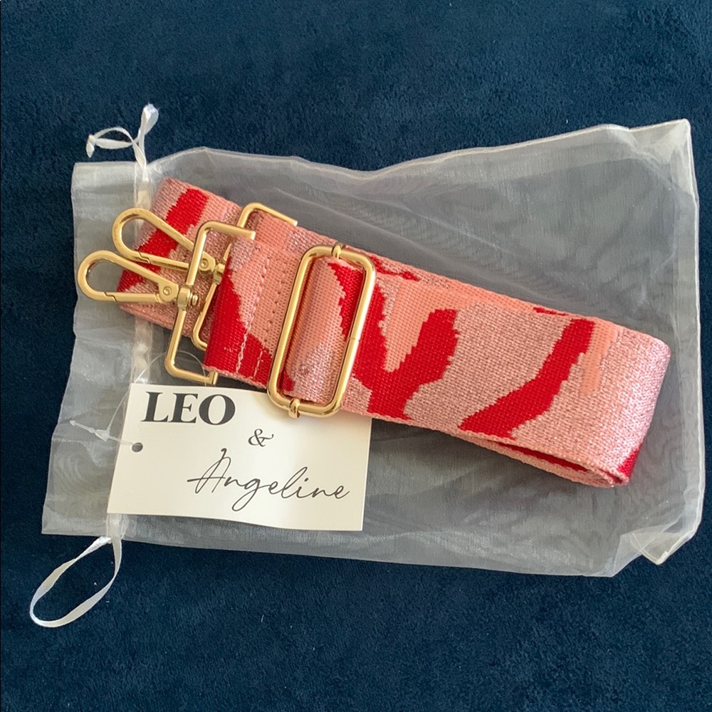 NEW Leo & Angeline Pink and Red Guitar bag strap.